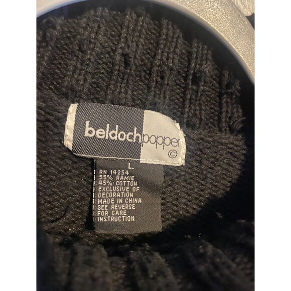 Rare Vintage 90's Boho Black Long Sleeved Tunic Sweater with Embroidered Crewelw - Picture 4 of 4